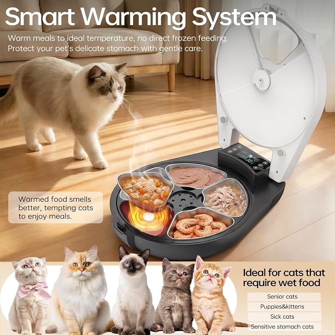 Automatic Wet Food Cat Feeder with Refrigerated
