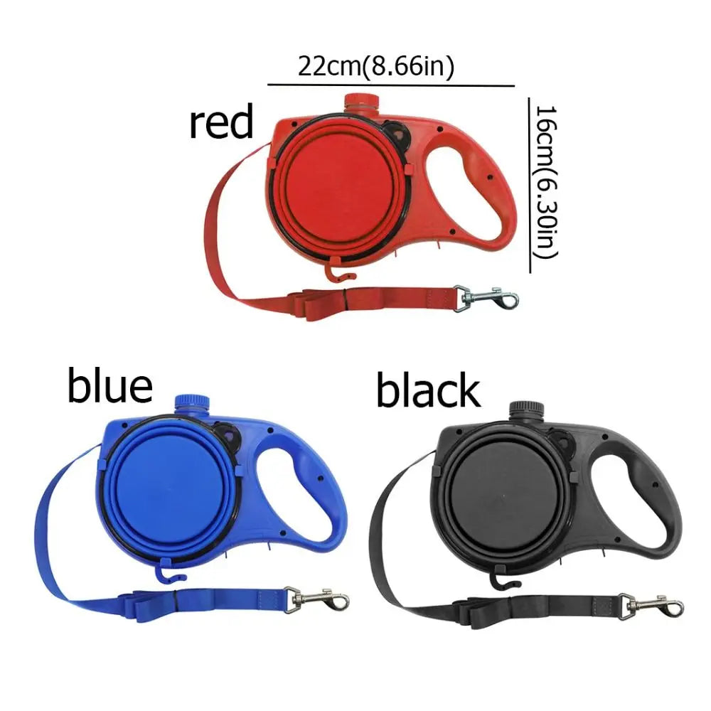 Dog Walking Leash with Built-In Water Bottle